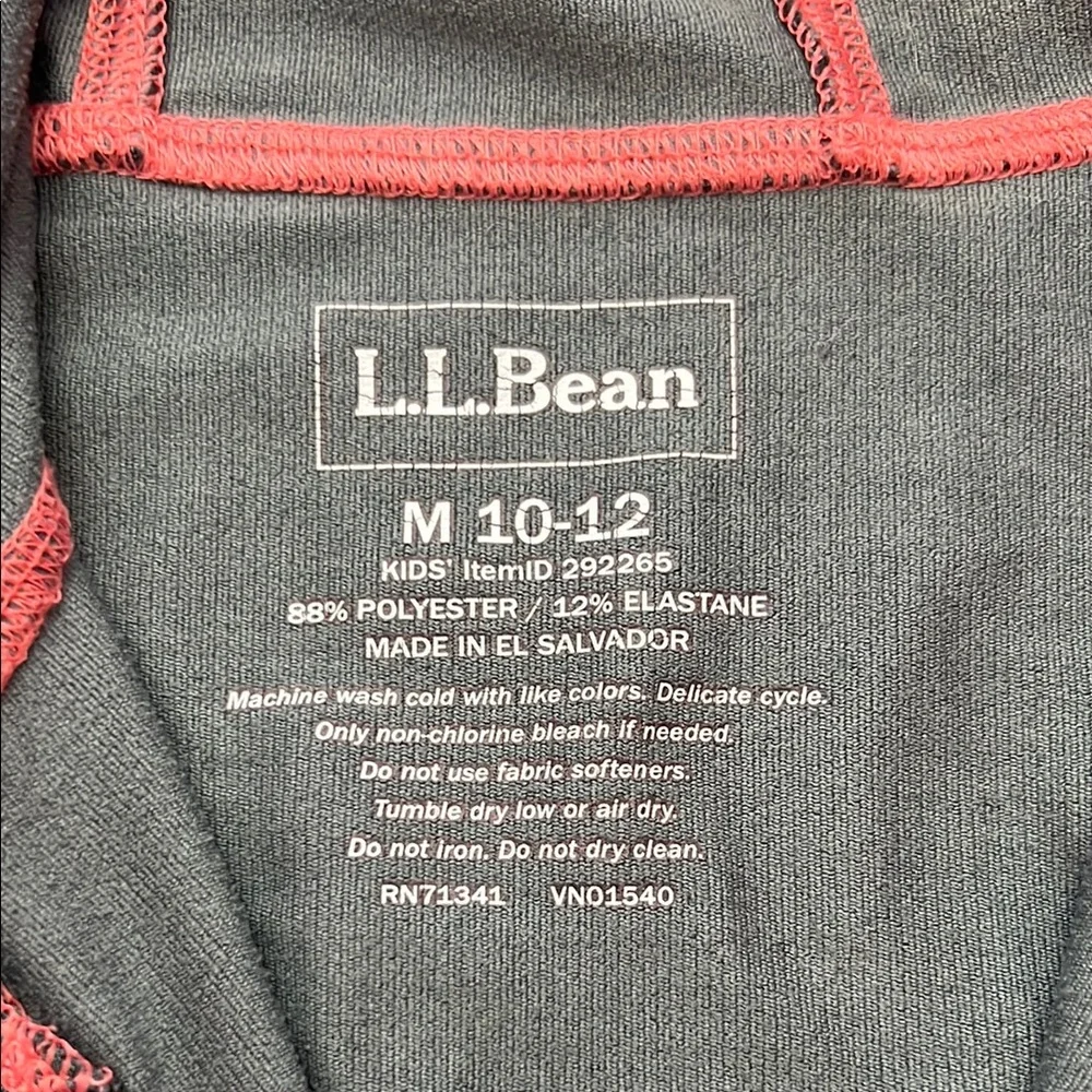 L.L. Bean Kids Medium (10/12) Charcoal Hoodie with Coral/Pink Trim